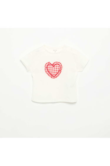Short-sleeved T-shirt with Stitched Heart WHITE