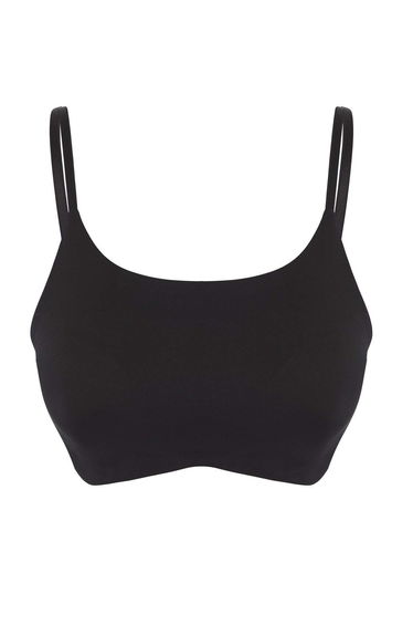 Black Soft Brushed Fabric Adjustable Strap Support/Shaping Knitted Sports Bra