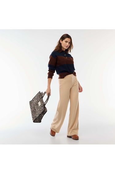 Wide Leg Lounge Knit Pants BEIGE