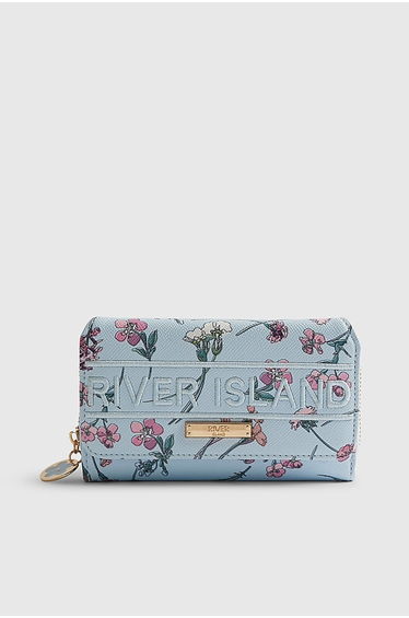 Blue Ditsy Floral Logo Flap Purse