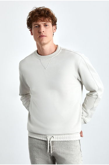 Danko Men's Soft Crew Neck 3 Thread Stone Color Sweatshirt