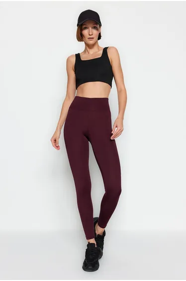 Dark Cherry-Sticker Full Length Sports Leggings