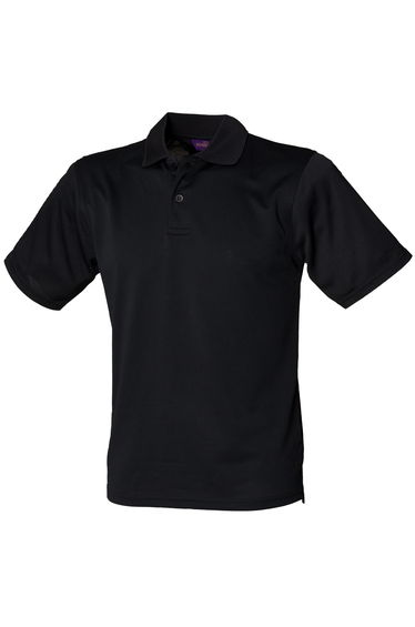 Henbury Mens Coolplus® Pique Polo Shirt - Black