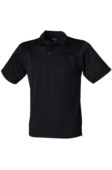 Henbury Mens Coolplus® Pique Polo Shirt - Black