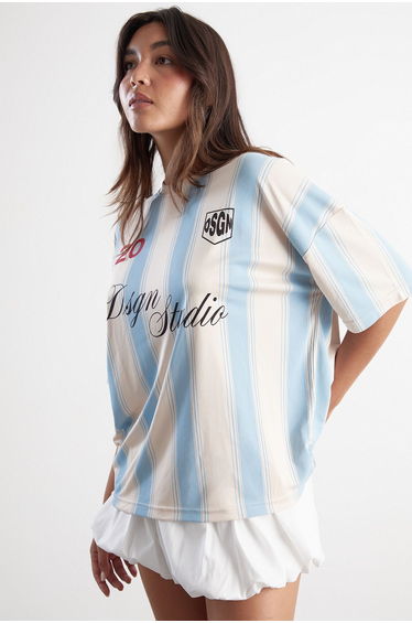 DSGN Studio Stripe Football Jersey - light blue