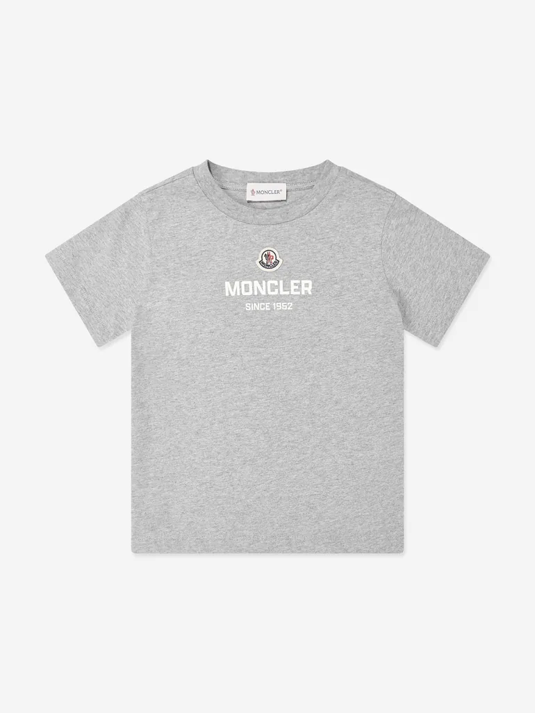 Moncler Enfant Boys Logo T-Shirt in Grey