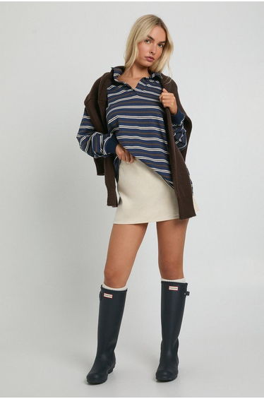 Cord Mini A-Line Skirt - ecru