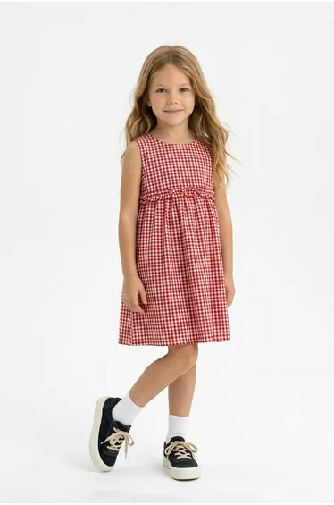 Red Short / Mini Striped Woven Dress