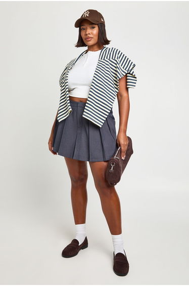 Plus Pleat Front Skort - charcoal