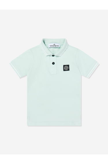Stone Island Boys Compass Patch Polo Shirt in Blue