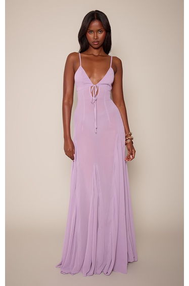 Lilac Godet Fishtail Maxi Beach Dress