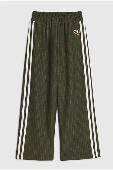 Girls Khaki Pinstripe Wide Leg Trousers