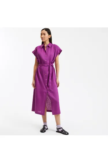 Signatures HeloÃ¯se Linen Dress with Short Sleeves