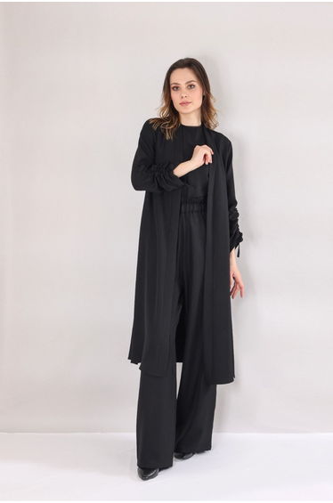 Women's Black Pants Kimono Caftan Set