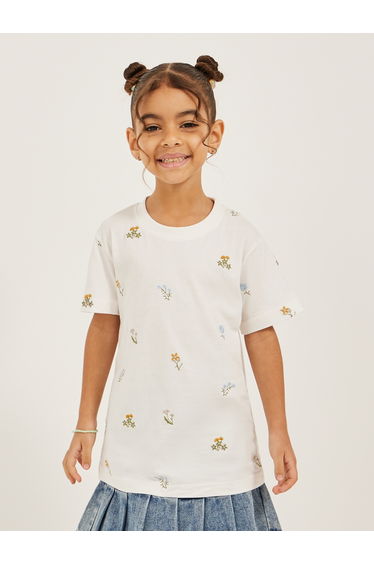 Embroidered Round Neck Lingline T-Shirt