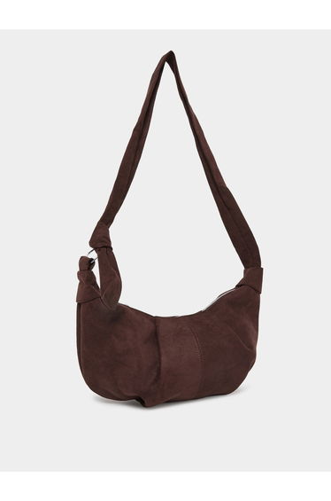 Women Brown Suede Half Moon Shoulder Bag