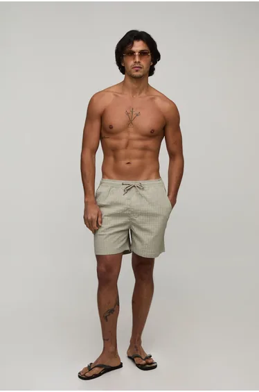 Textured Mid Length Swim Short - sage