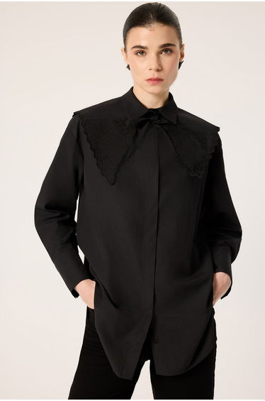 EMBROIDERY DETAILED WIDE COLLAR SHIRT product thumbnail 2