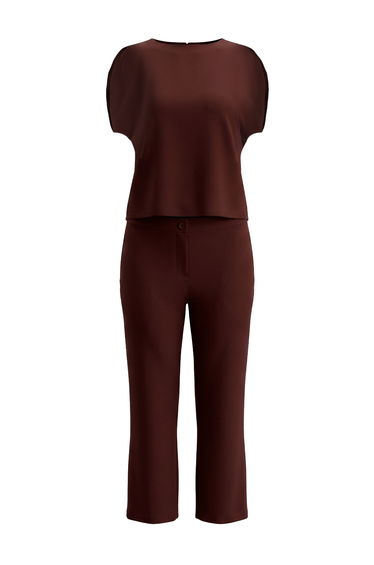 Brown Woven Plus Size Top and Bottom Set product thumbnail 4