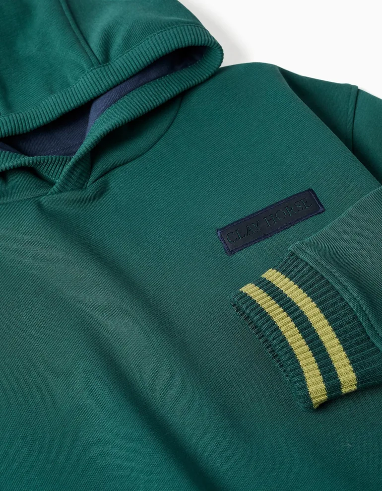 Sweater Fleece Cotton, Dark Green - 2