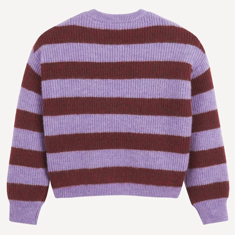 Striped Chunky Knit Jumper/Sweater with Crew Neck - 3