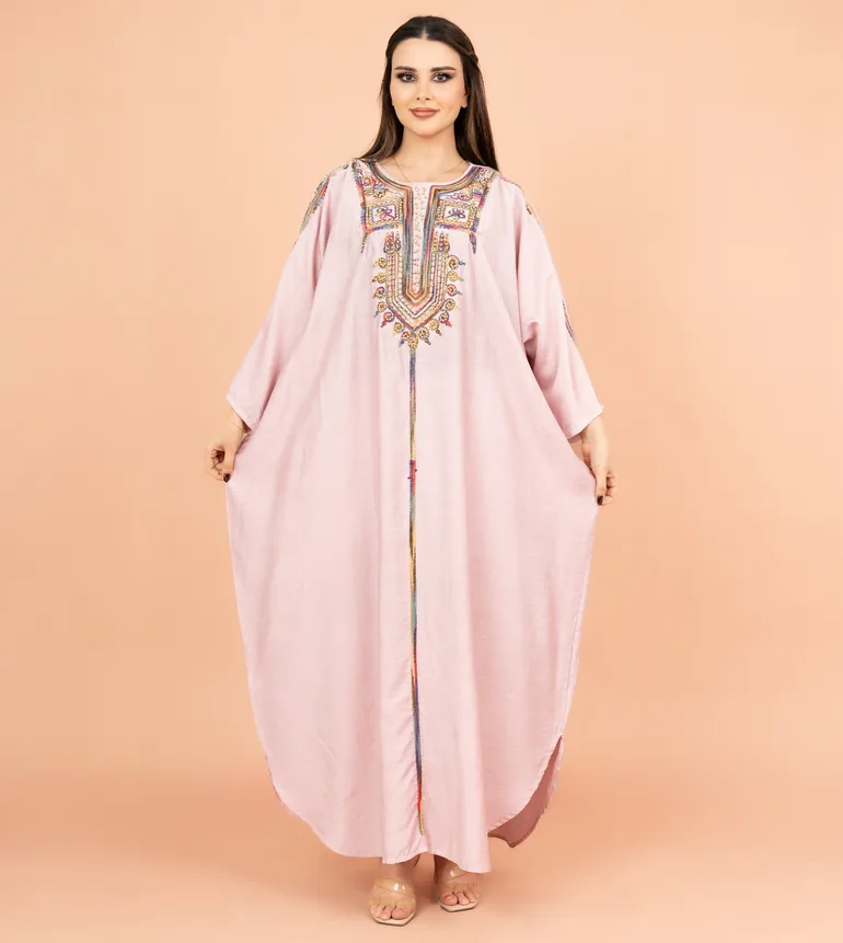 FreeSize Solid Jalabiya with Intricate Embroidery