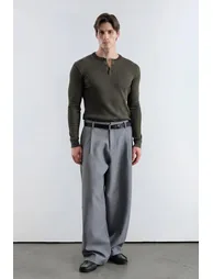 GIESTO Slim Fit Button Collar Long Sleeve T-Shirt