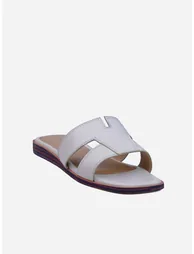 Plain Open Toe Flat Sandals - 2