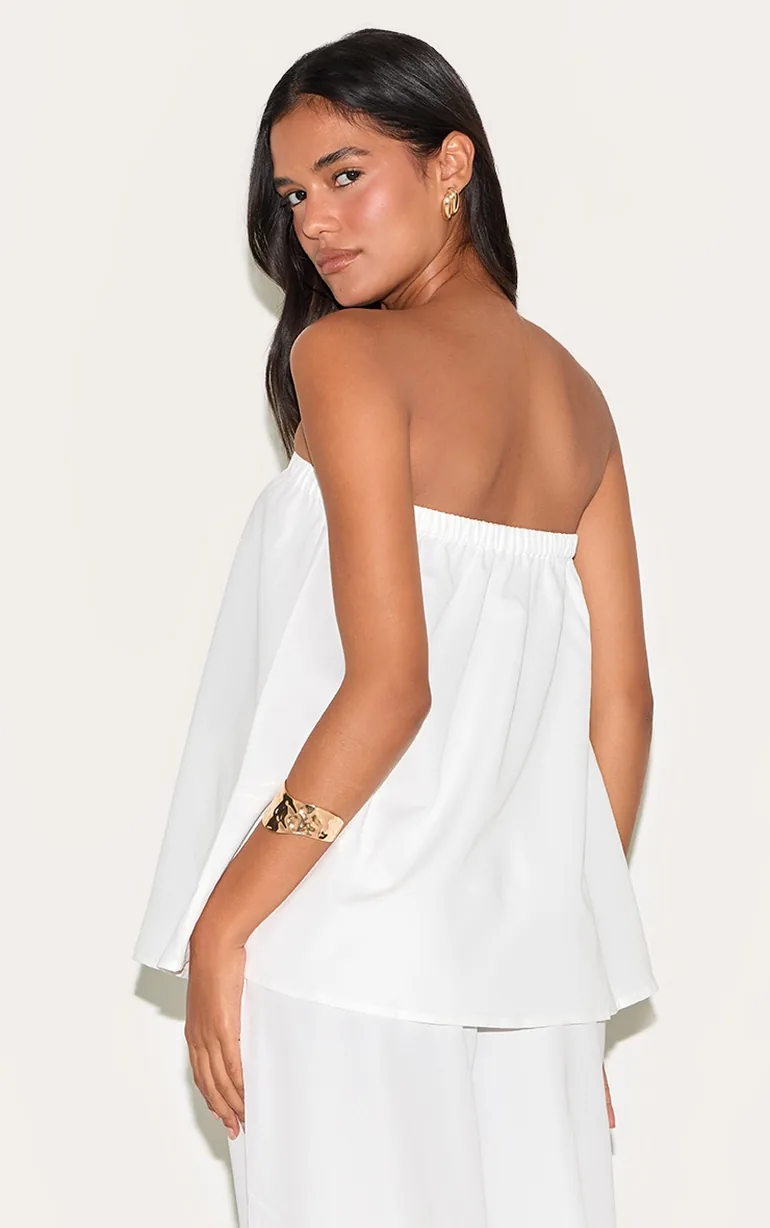Cream Woven Longline Bandeau Top - 1
