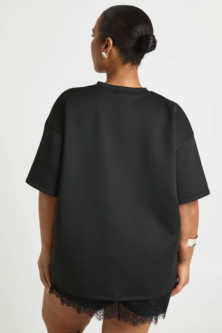 Plus Interlock Oversized T-shirt - black - 1
