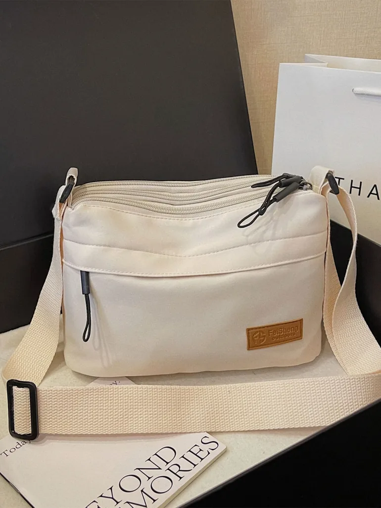 Crossbody Bag with Zip Closure and Adjustable Strap - 3