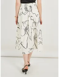 Floral Print A-Line Midi Skirt - 3