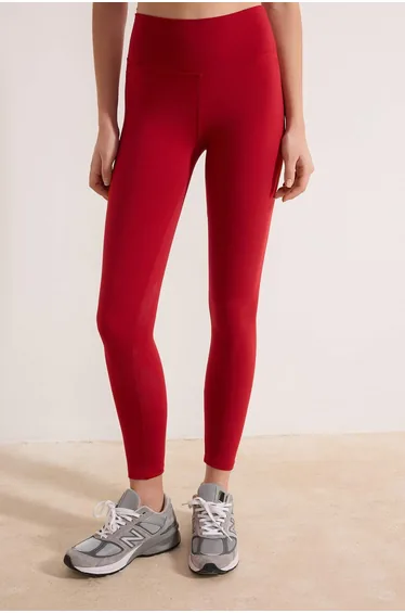 Red Brushed Scuba Leggings Sports Leggings
