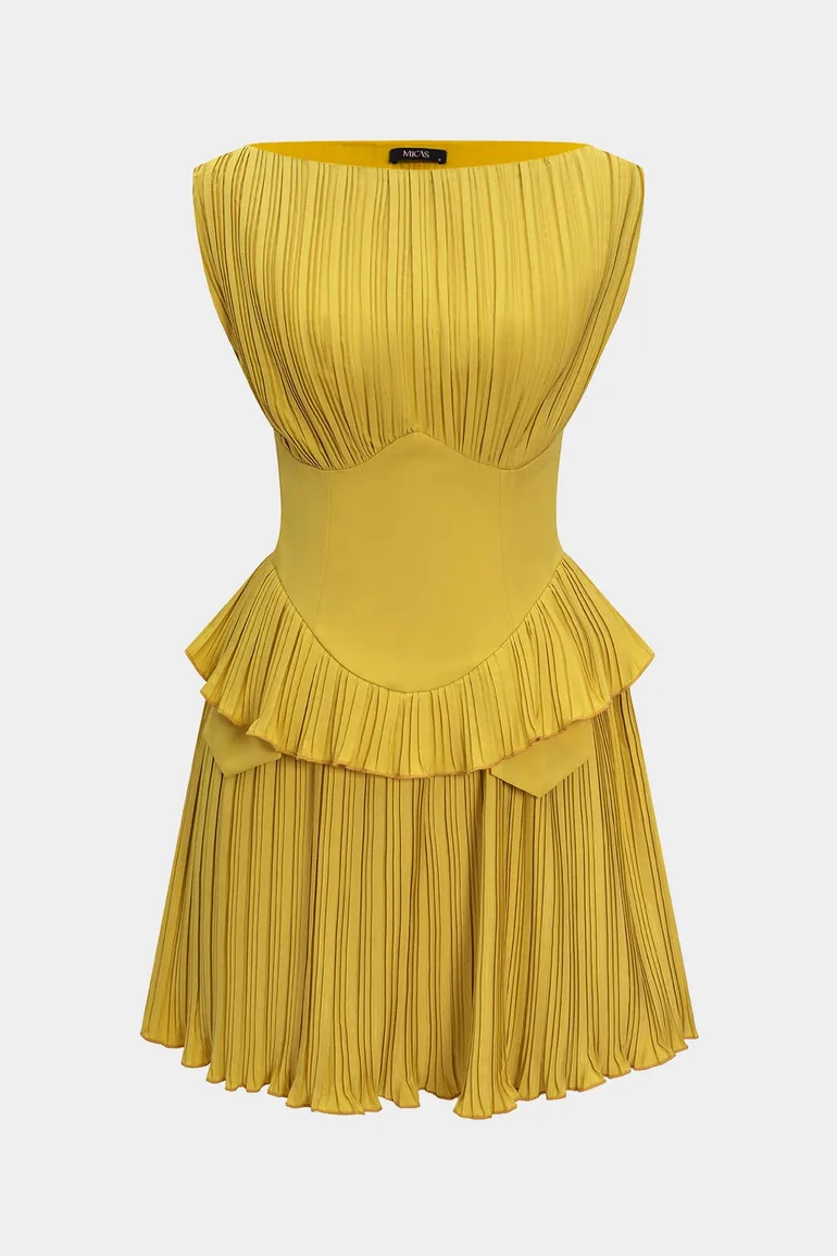 Pleated Patchwork Corset Sleeveless Mini Dress - 2