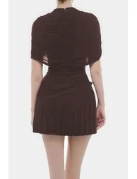 Ruched Asymmetrical Short Sleeve Mini Dress - 3