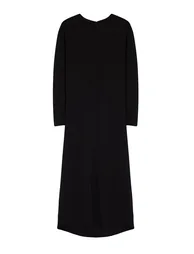 Black Gather Detailed Shift Knitted Plus Size Dress - 1