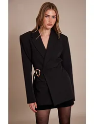Black Belted Trim Detail Blazer