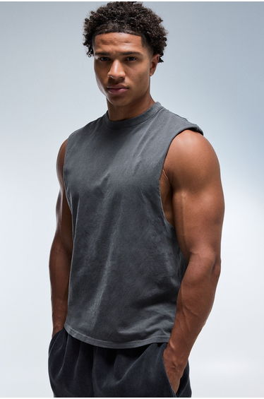 Bronx Gym Washed Regular Fit Tank - black