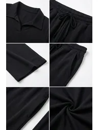 ISTANBUL Mid Waist Polo Collar Two-Piece Coord Set - 2