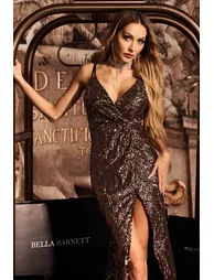 Kaia V-neck Sequin Slit Maxi Dress - 4