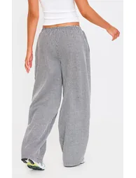 Black Stripe Soft Woven Boxer Waistband WIDELeg Trousers - 2