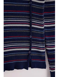 Navy Blue Cotton Blend Cut Out Detailed Knitwear Plus Size Bottom - Top Set - 5