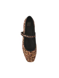 Leopard Print Ballet Flats with Buckle Fastening - 5