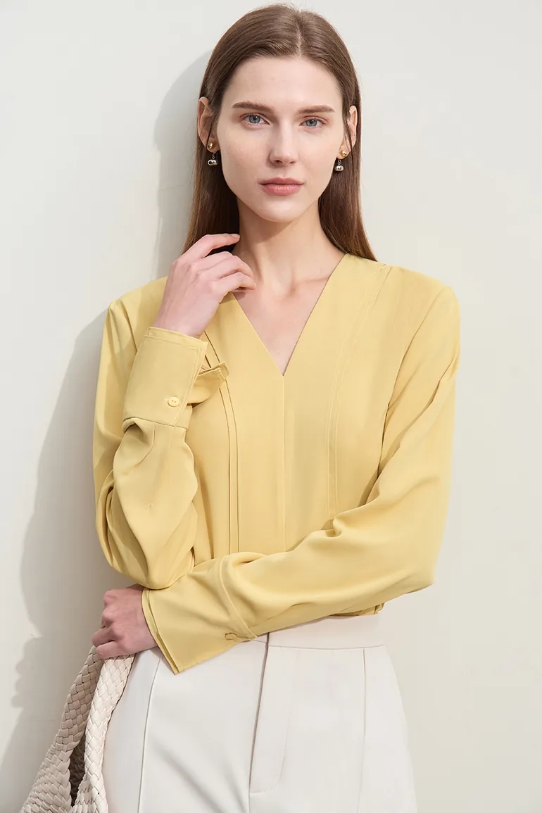 V-neck Ruffled Chiffon Blouse - 3