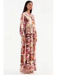 V-Neck Patterned Maxi Dress - 1