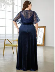 Leely Plus Women's Elegant V Neck Flounce Sleeve Party Dresses - 5