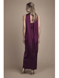 Oasis Strappy Satin Maxi Bridesmaid Dress with Scarf - 3