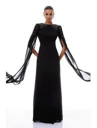 Yseult Black Embellished Maxi Gown - 1