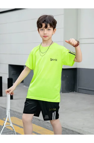 Boys Slogan Print T-Shirt and Shorts Set