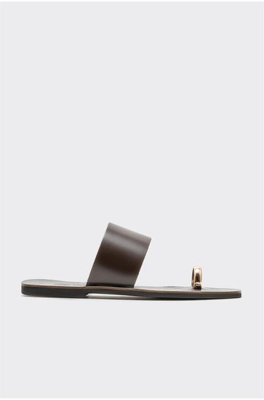 Brown Leather Women's Flip-Flops product thumbnail 4